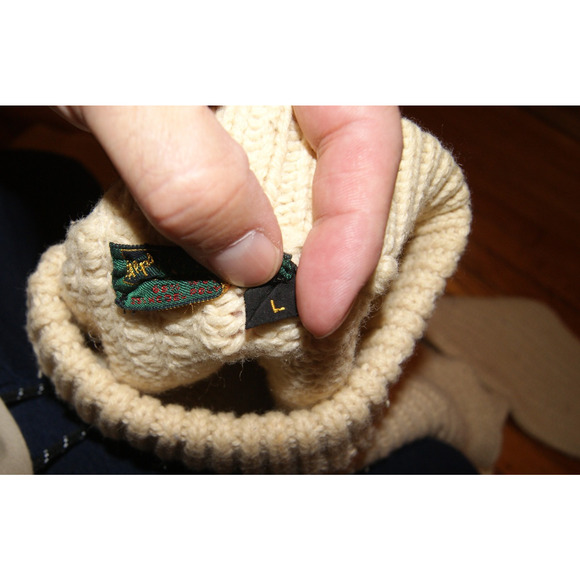 Vintage 60s 70s Alps Ski Meister Ivory Cable Knit Fisherman Sweater Mens Large - Picture 6 of 14